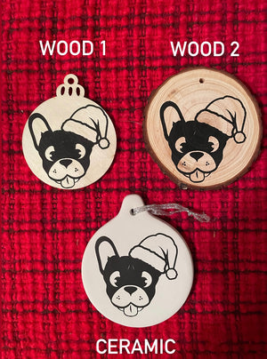 Frenchie  Santa Paws Ornament