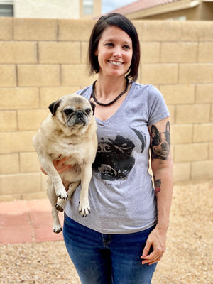 Pug Smile V Neck Shirt