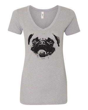 Pug Smile V Neck Shirt