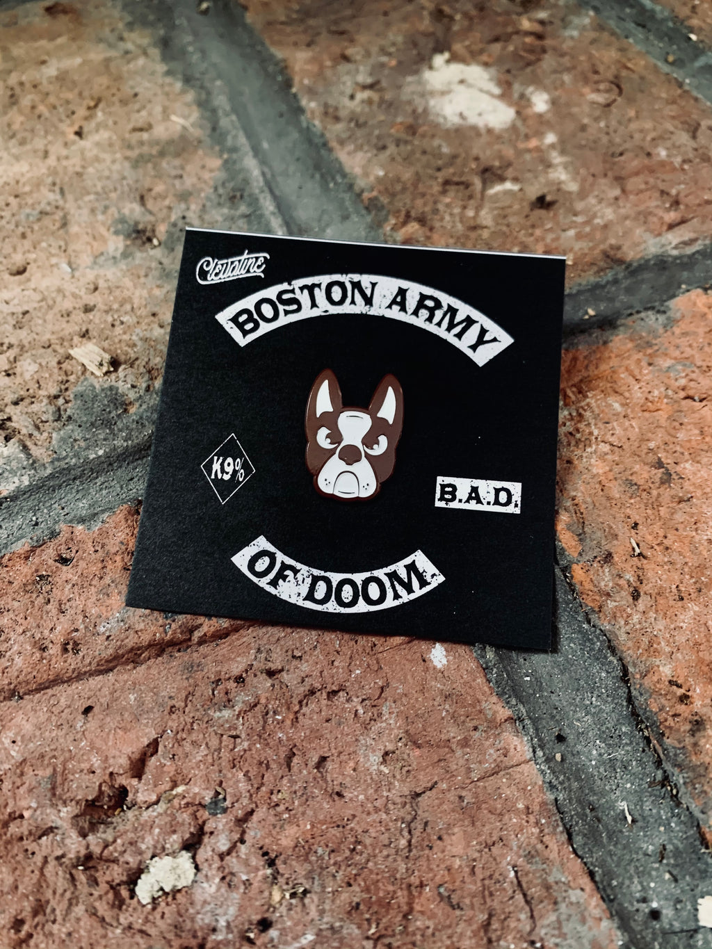 Boston Army of Doom Enamel Brown Pin